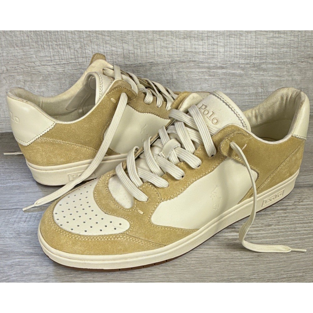 Polo Ralph Lauren Polo CRT Lux Men's 12 Cream Tan Suede Leather Preppy Old Money